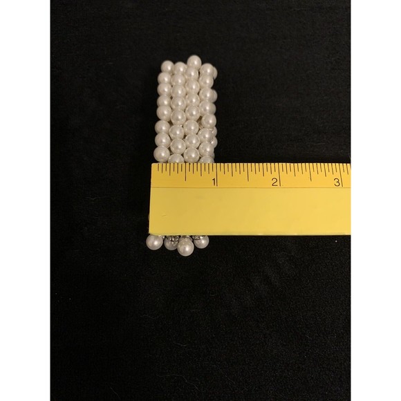 Faux Pearl Bracelet Chunky Stretchable Vintage - Picture 9 of 10